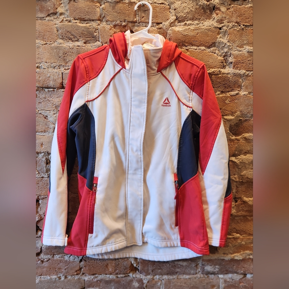 Reebok White, Red & Navy Sport Zip Jacket With Hood